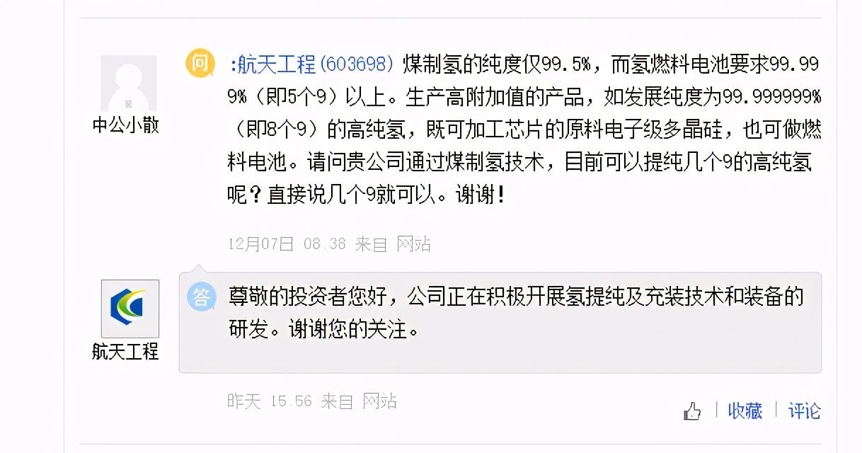 中闽能源未进行氢能应用方面的研究，英力特水电解制氢项目已完工