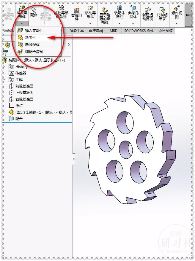 Drawing a ratchet mechanism in a SolidWorks assembly iMedia