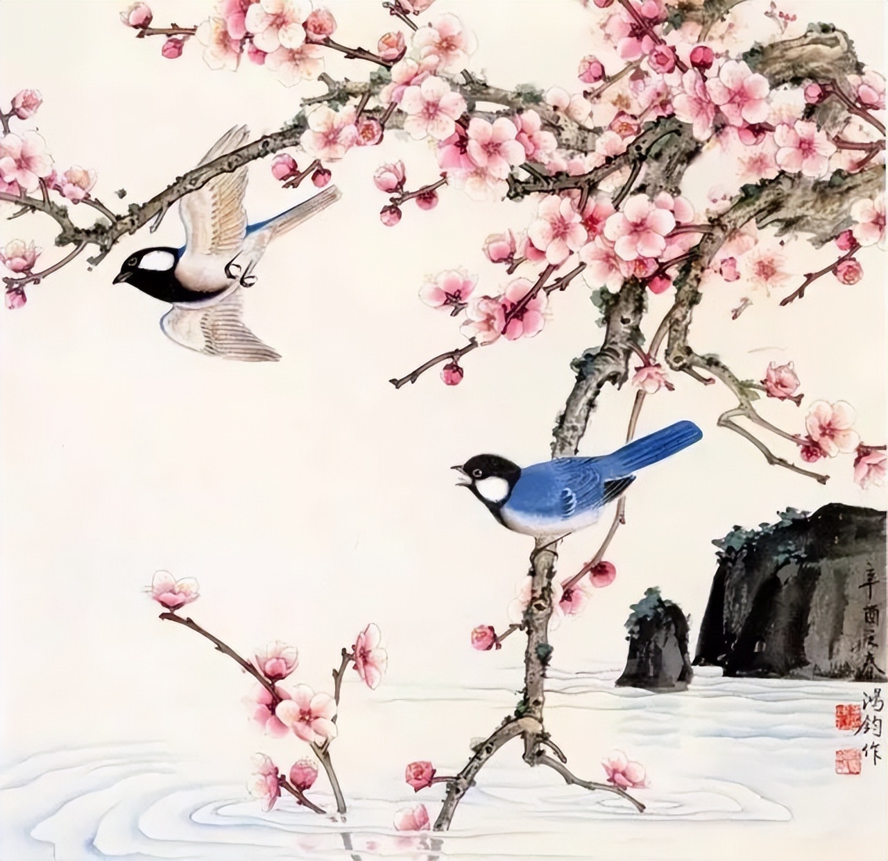 He Hongjun 100 pictures of Jin Hongjun's meticulous heavy-color flower-and-bird ...
