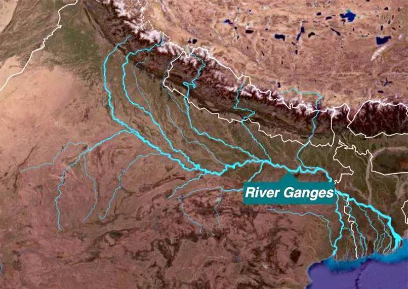 The Ganges, the largest river in the South Asian subcontinent with ...