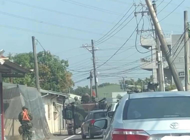 The Taiwan Army tank crashed into a telephone pole in an accident
