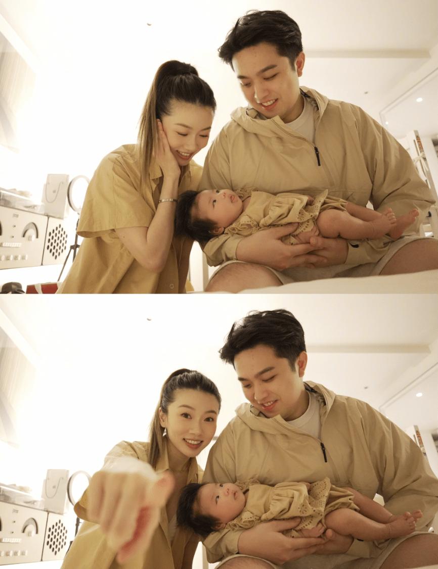 Cheng Xiaoyue posted her first family portrait after giving birth, her ...