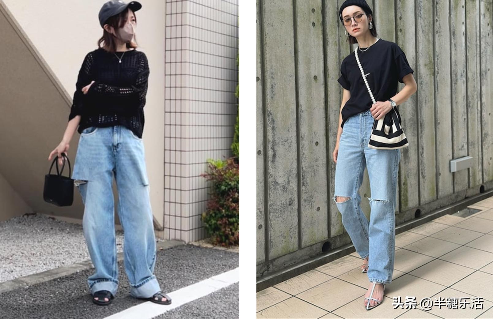 The perfect match of black top + blue denim, fashionable and unruly iNEWS