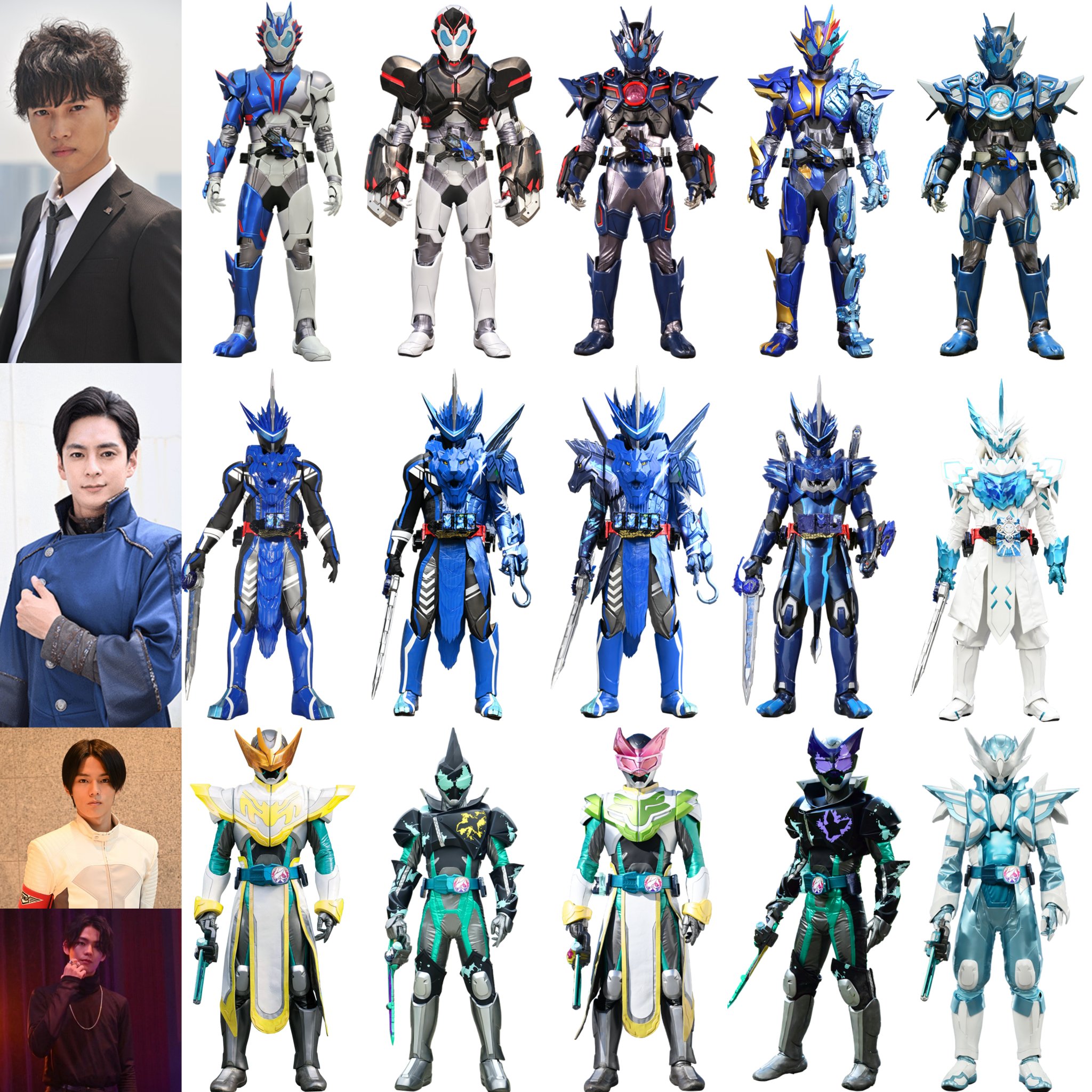 Three Reiwa Kamen Rider Second Rider Evolution History Summary Blue And