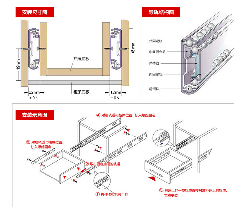 Drawer slide rail installation diagram - iNEWS