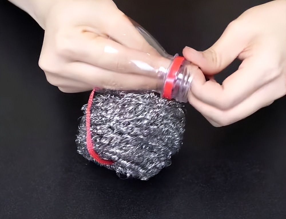 Stuffing steel wool balls into plastic bottles is great, it solves the