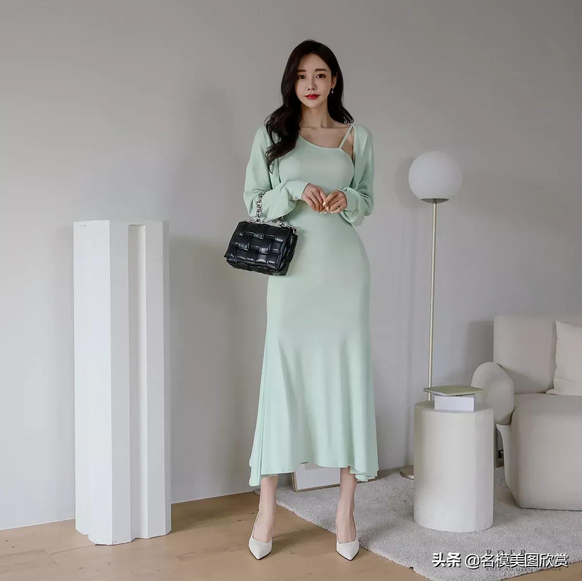 Korean goddess Sun Yunzhu: Greek style retro goddess smoke green mint ...