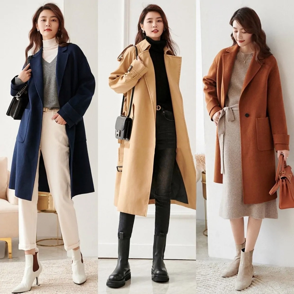 Middle-aged women's outfit inspiration: Use a coat with these 3 bottoms ...