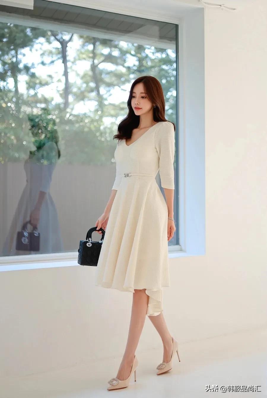 [Korean beauty model Sun Yunzhu] George Cream Flower Fen light chiffon ...