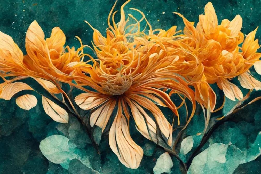 Original Seven Unique "Golden Chrysanthemums Embellish Autumn" New