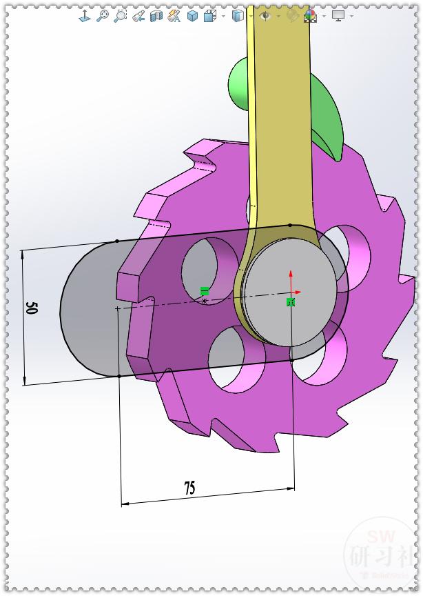Drawing a ratchet mechanism in a SolidWorks assembly iMedia