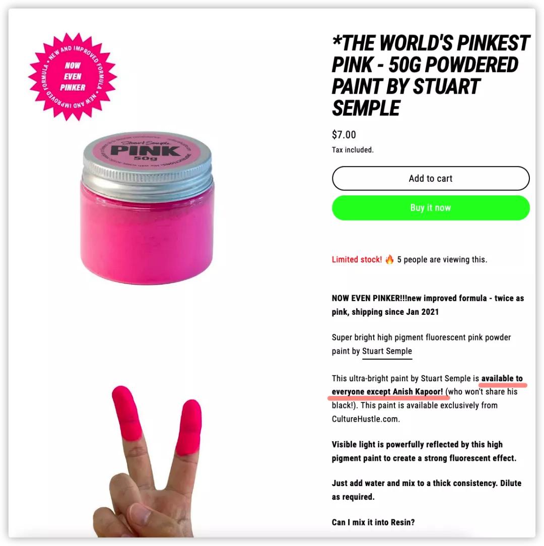 THE WORLD'S PINKEST PINK - 50g powdered paint by Stuart Semple