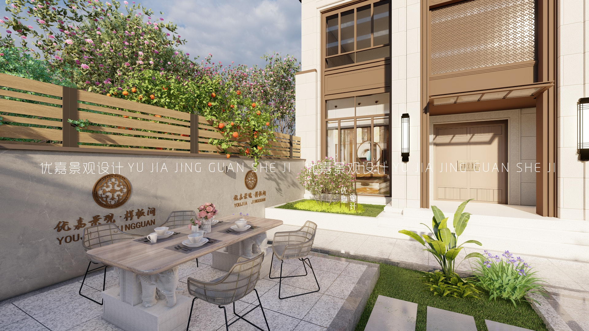 Multifunction Courtyard The multi-functional courtyard of a happy family of three can meet the ...