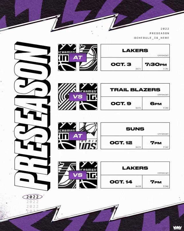 (Reset & Modification & Update) Kings Preseason Schedule and Lineup iNEWS