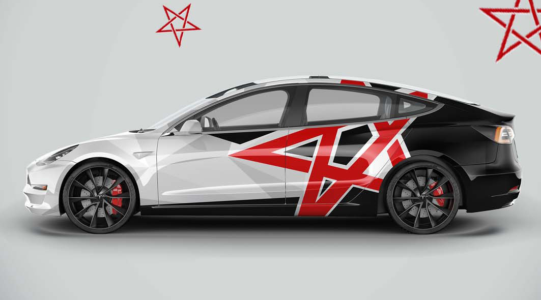 Tesla model 3 color-changing custom pentagram painting, subvert your ...