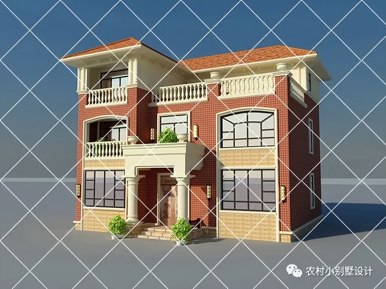 Red roof three-story rural villa, 56 sets of three-story rural red roof ...
