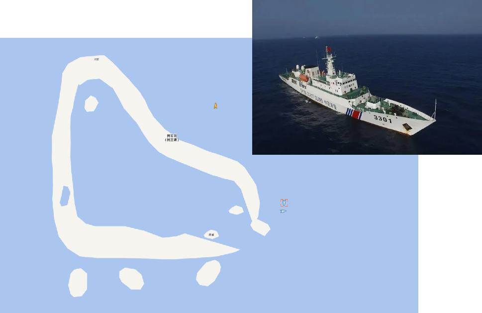 The AIS signal of the Chinese and American coast guard ships ...