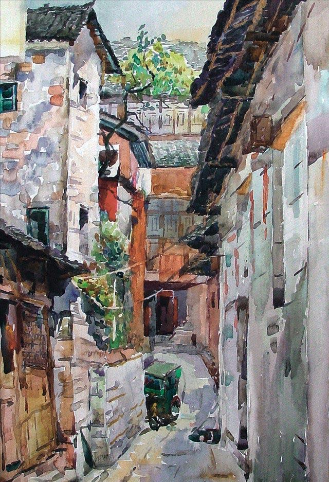 How is the art of ancient alleys in watercolor painting presented? - iNEWS