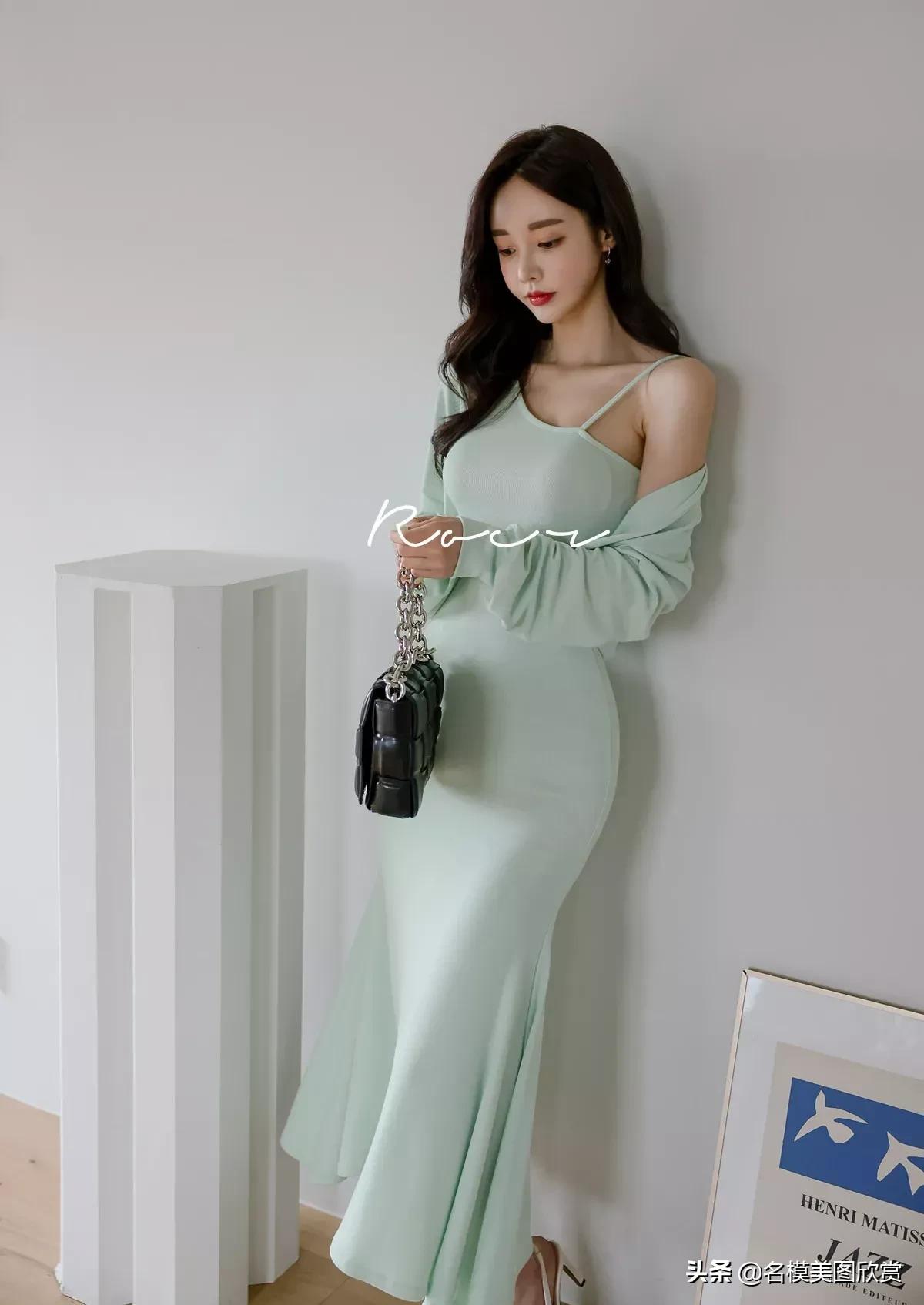 Korean goddess Sun Yunzhu: Greek style retro goddess smoke green mint ...