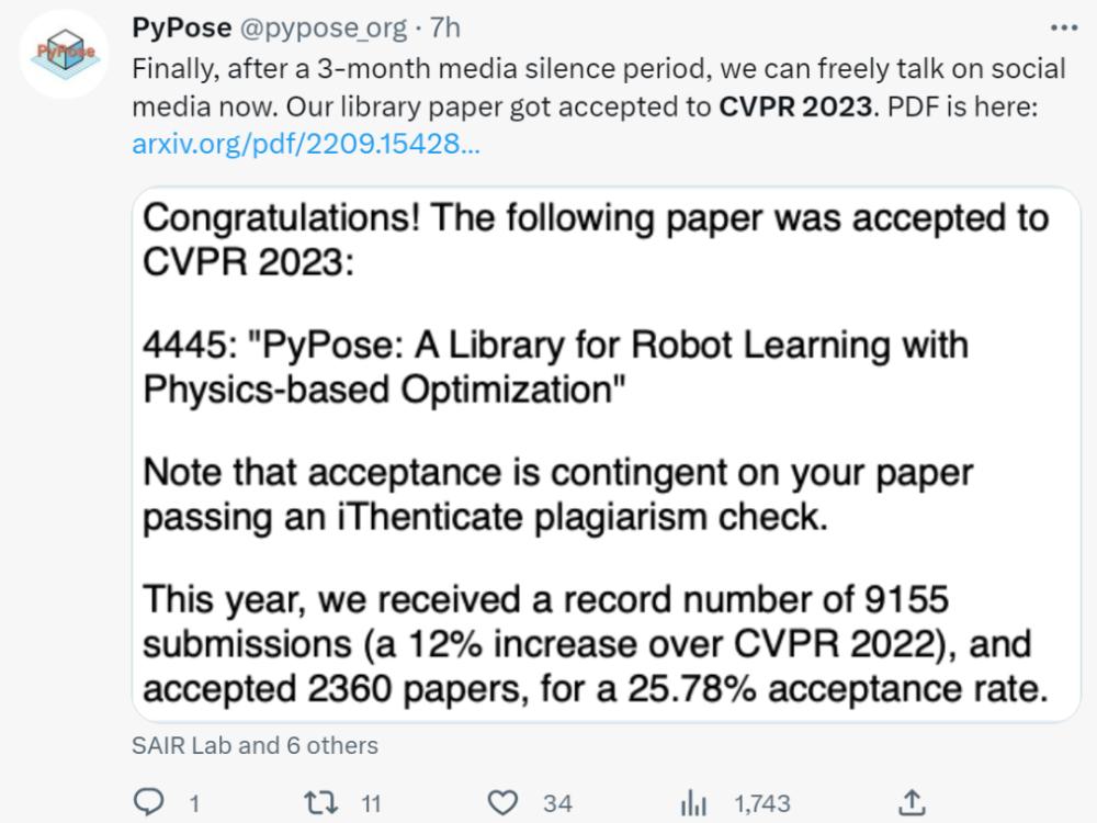 Accepted 2360 papers, acceptance rate 25.78, CVPR 2023 acceptance