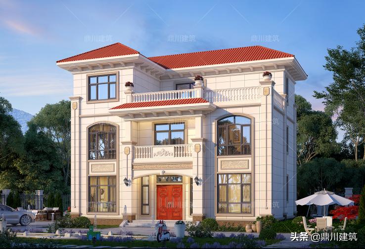 13 x 9 meters three-story simple European villa, designed with large ...