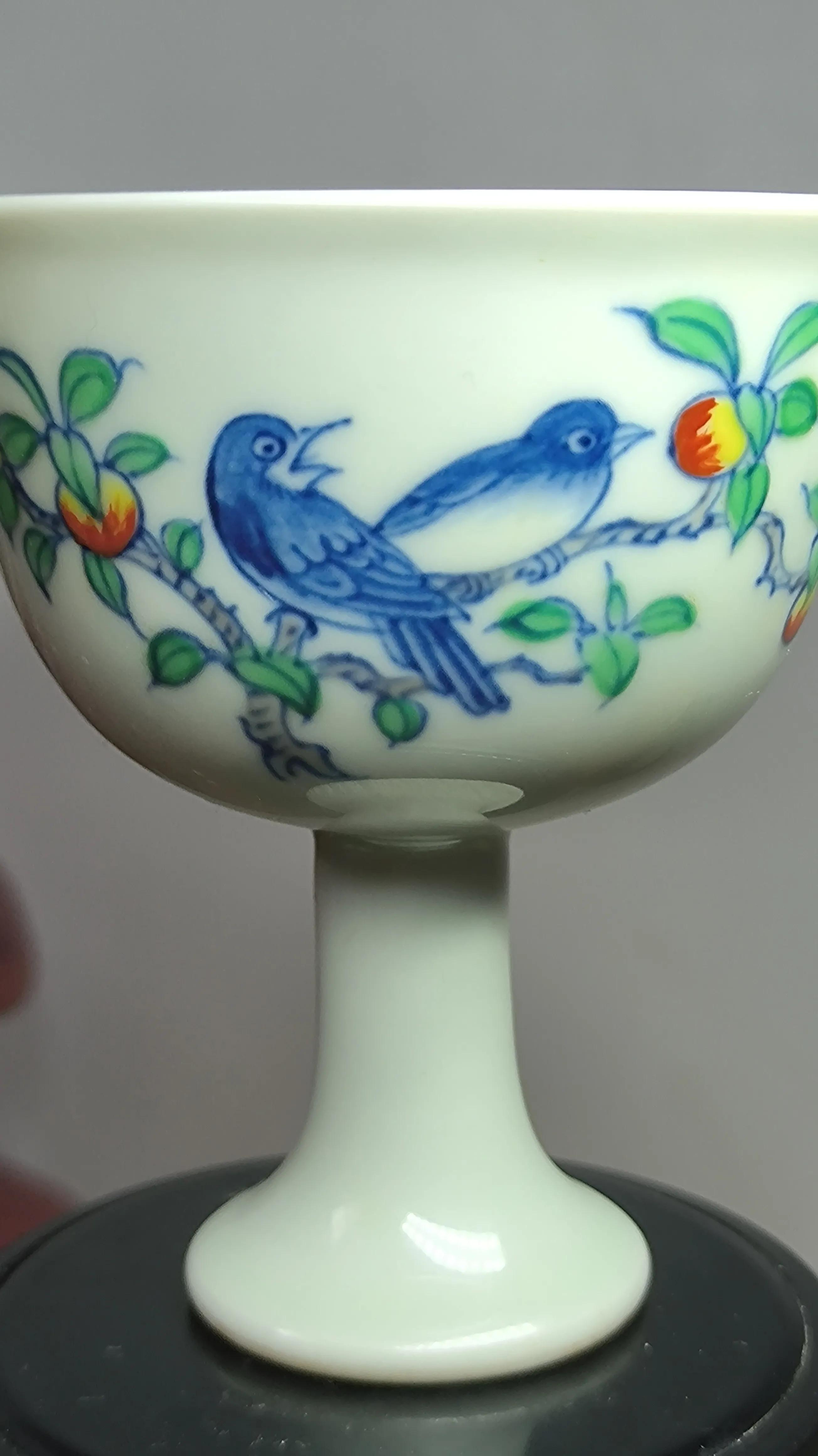 Daming Chenghua Doucai Flower and Bird Fruit Goblet - iMedia