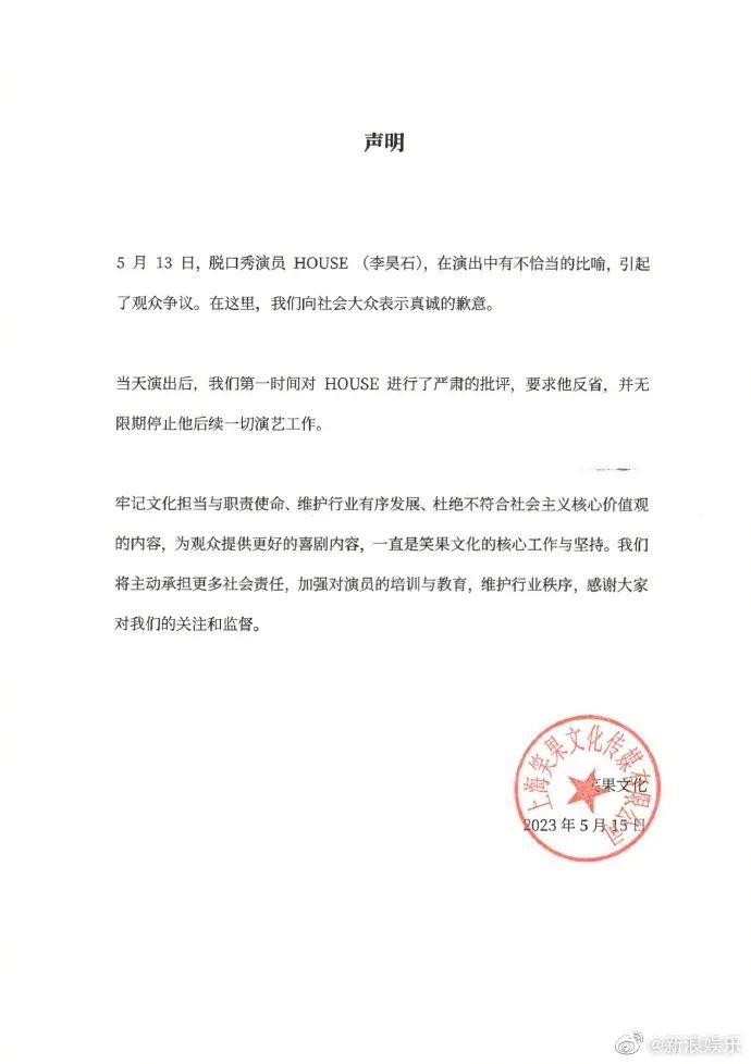 For making inappropriate remarks, the actor was suspended from work