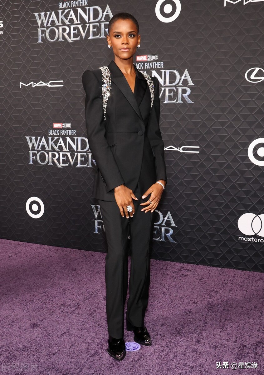 Letitia Wright attends 'Black Panther 2' Los Angeles premiere, hands ...