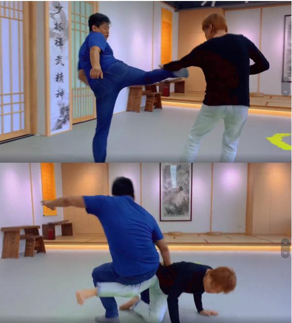 74-year-old Liang Xiaolong taught his apprentices Kung Fu, lying on the ...