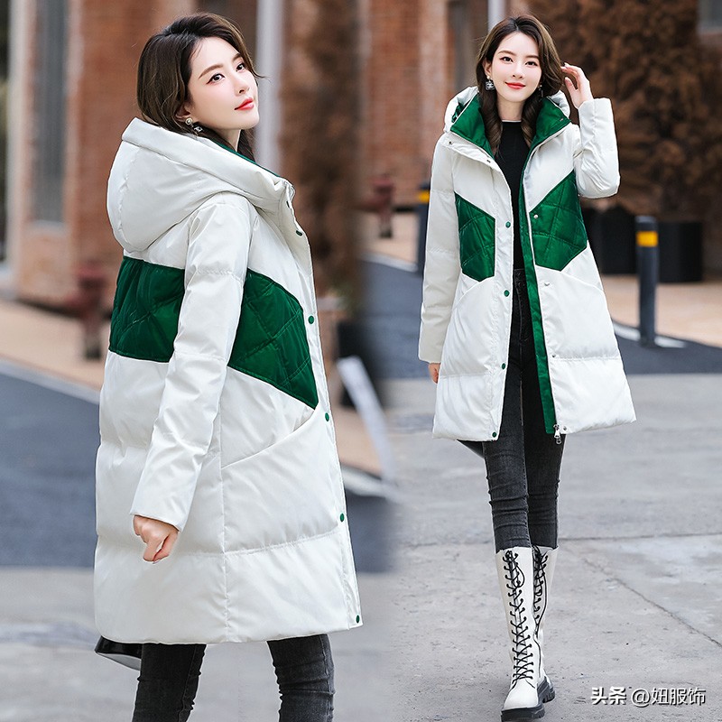 WTEMPO Down Jacket Mid-length Over-the-knee Quilted Jacket Loose Fashion White Duck Down