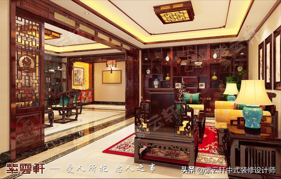 The Chinese-style decoration design of self-built villas is full of an ...