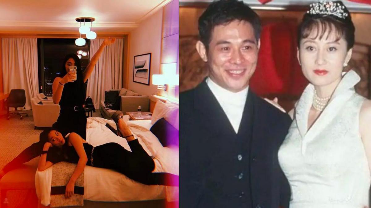 Jet Li goes shopping with his daughter abroad!Daughter wears a tube top ...