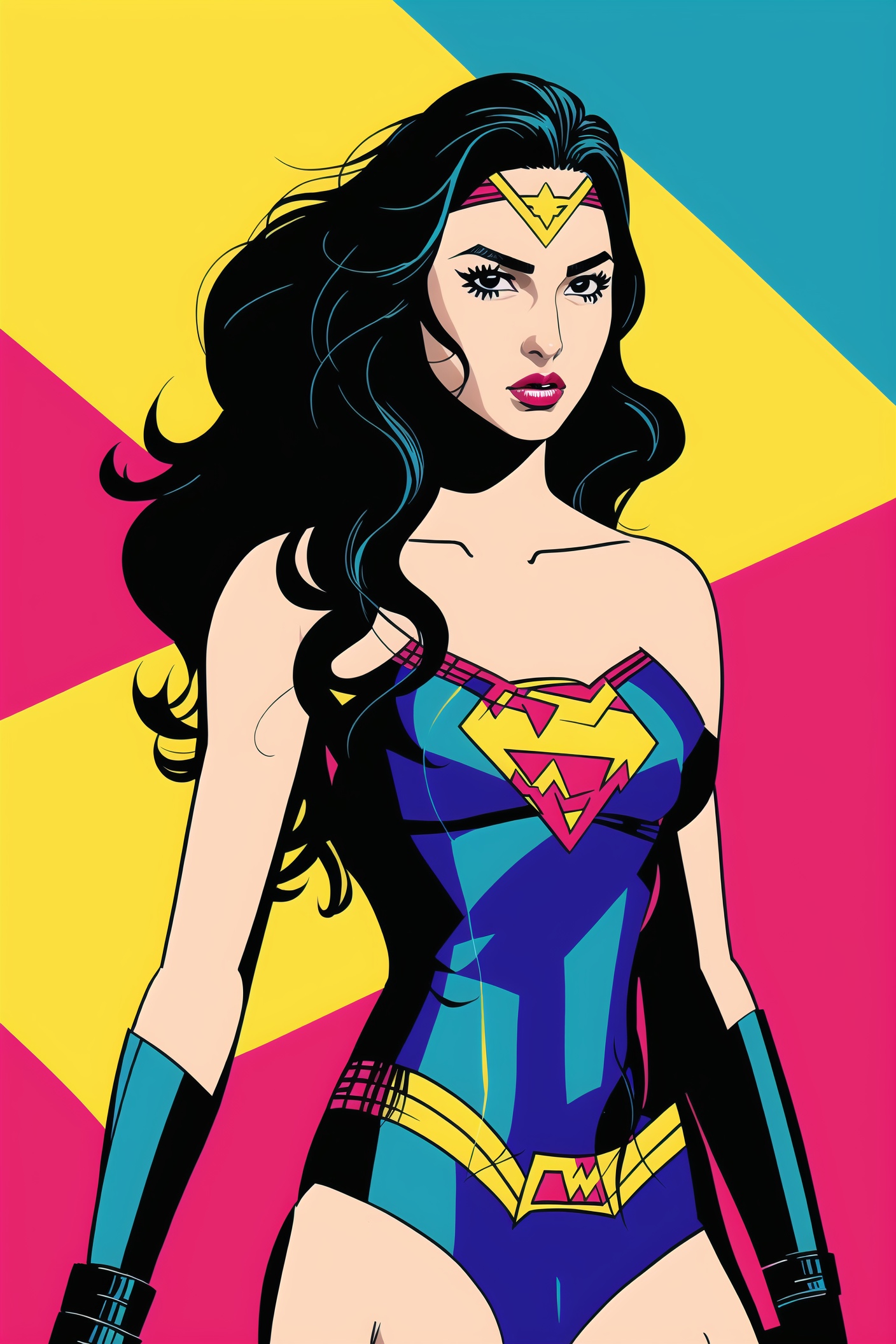 New works of self-made models, Gal Gadot style color comics, 2D Wonder ...