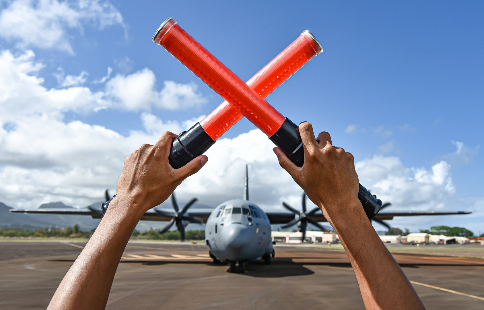 C17 Globemaster III taxiing on the runway at Bradshaw Army Airfield in