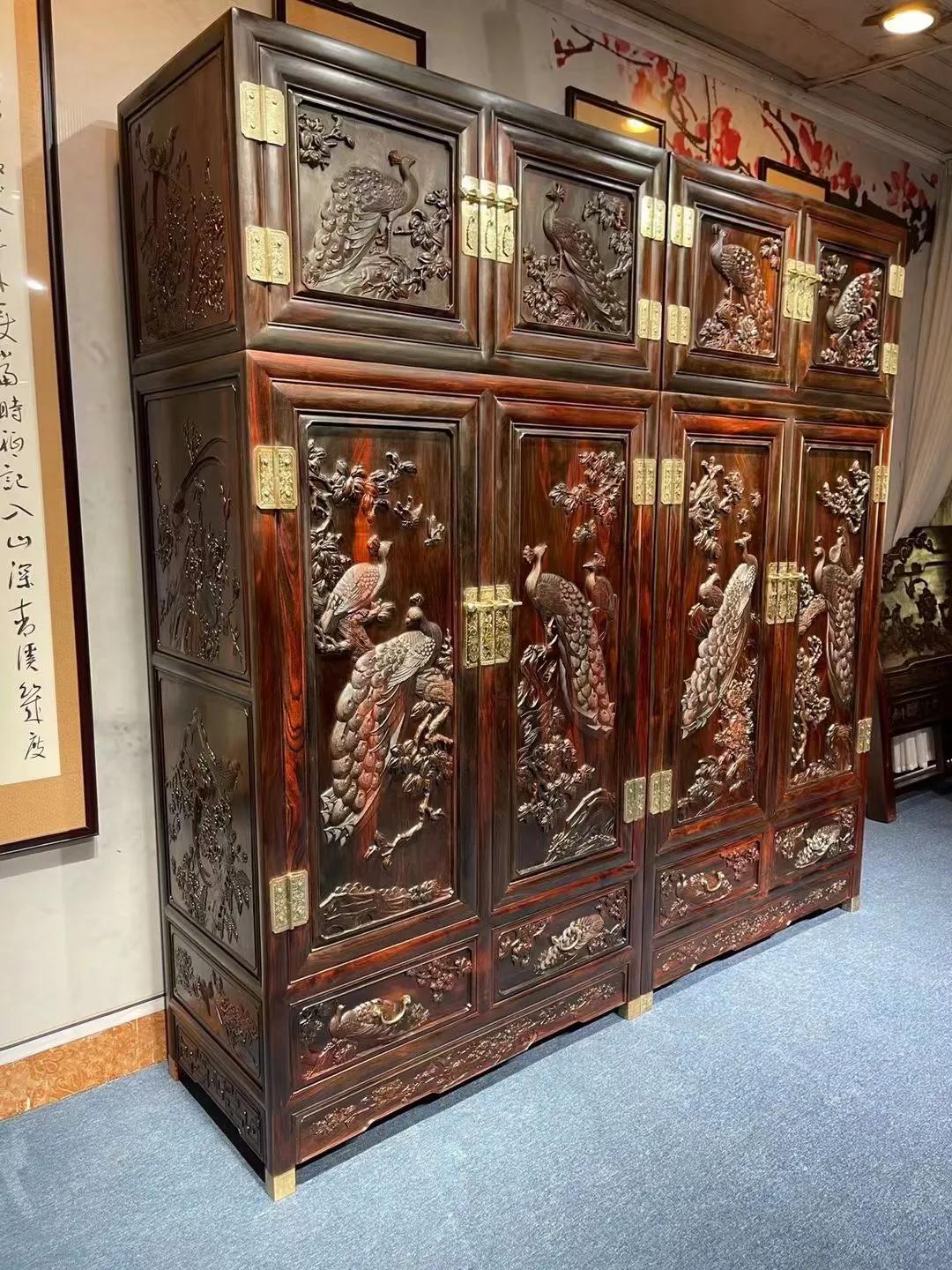 Big red rosewood peacock open screen top cabinet - iNEWS