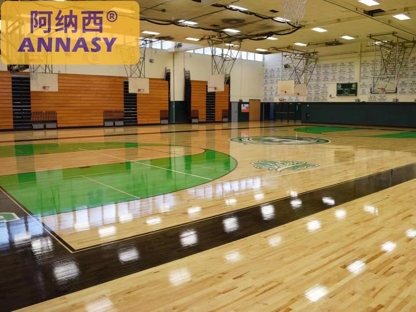 Basketball gymnasium sports wood floor paint brushing and color