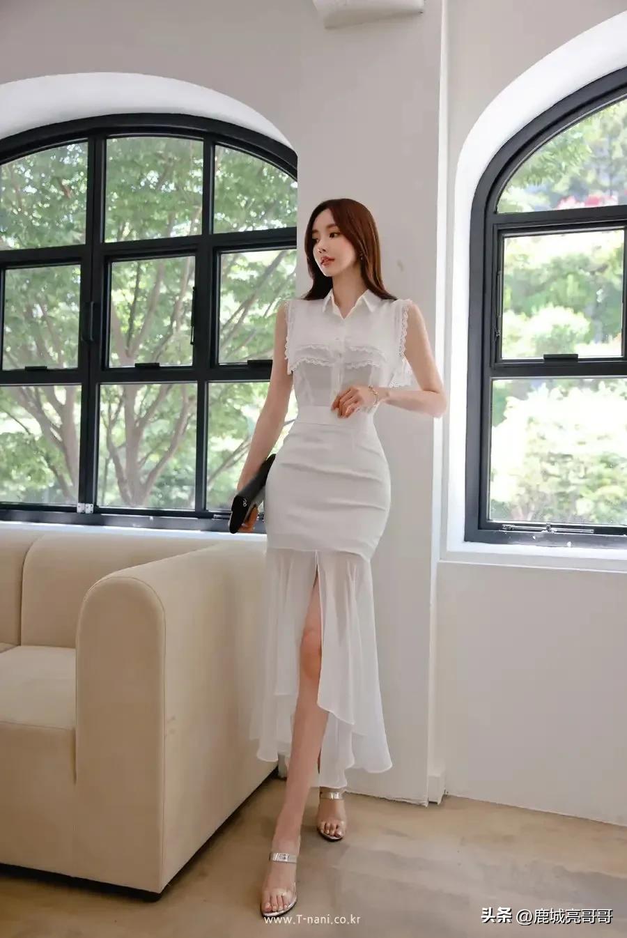 "Korean beauty model Sun Yunzhu" icy misty cloud floating chiffon tulle ...