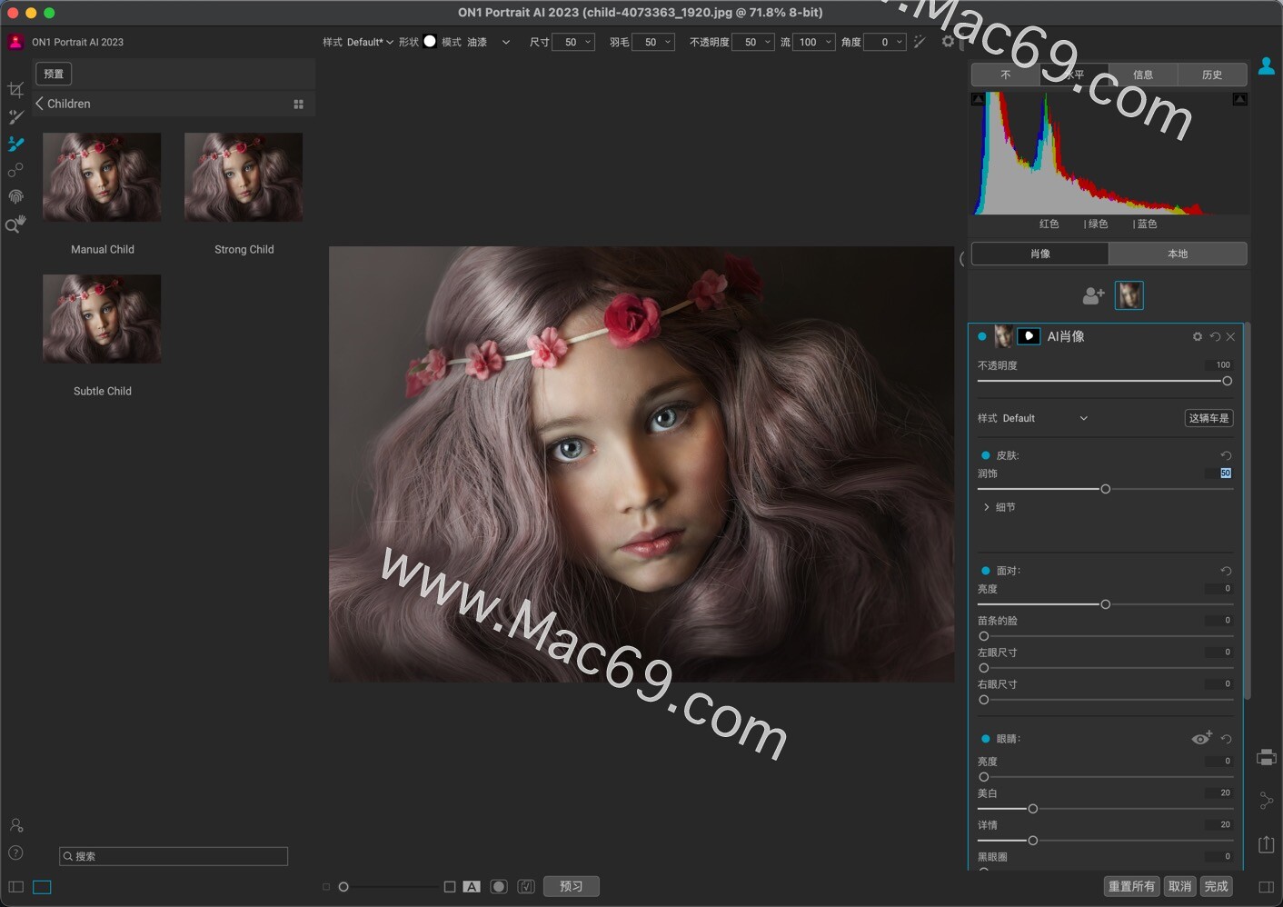 Ai Intelligent Portrait Processing Retouching Software On1 Portrait Ai 2023 Mac Chinese Version