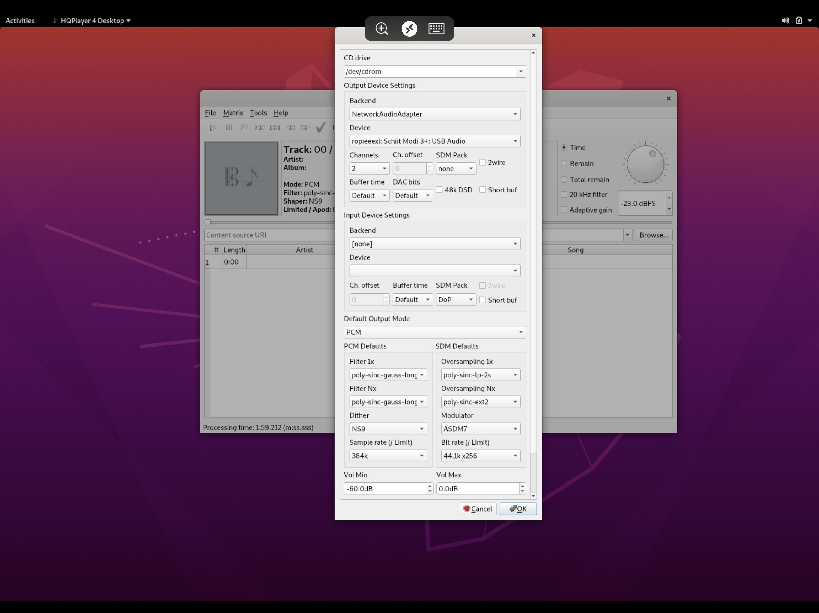 HQPlayer filter settings iNEWS
