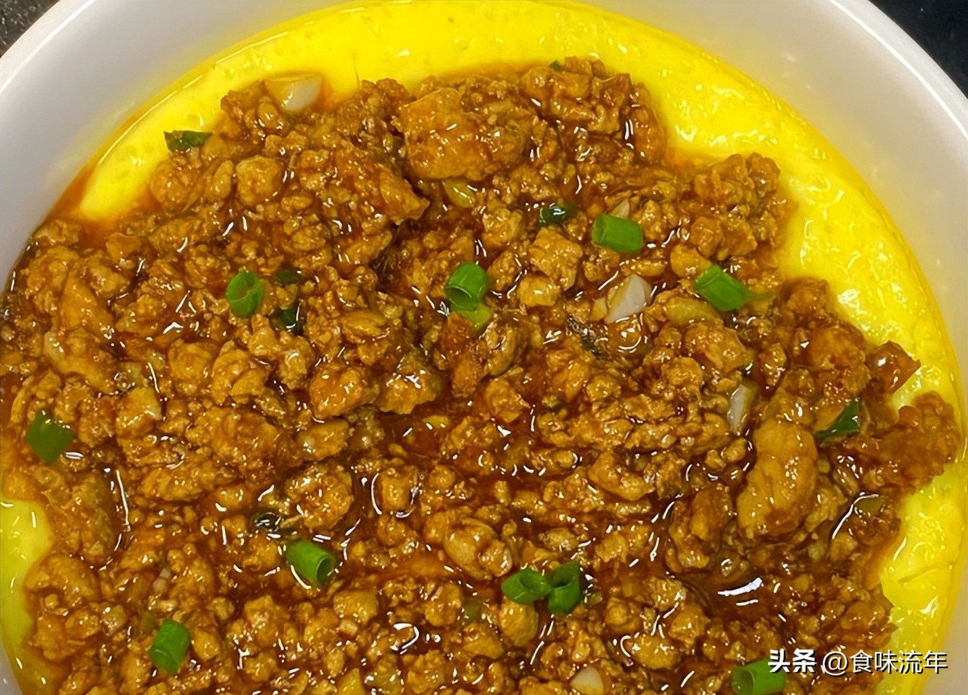 Tender and delicious minced meat steamed eggs, nutritious and high in protein, satisfying