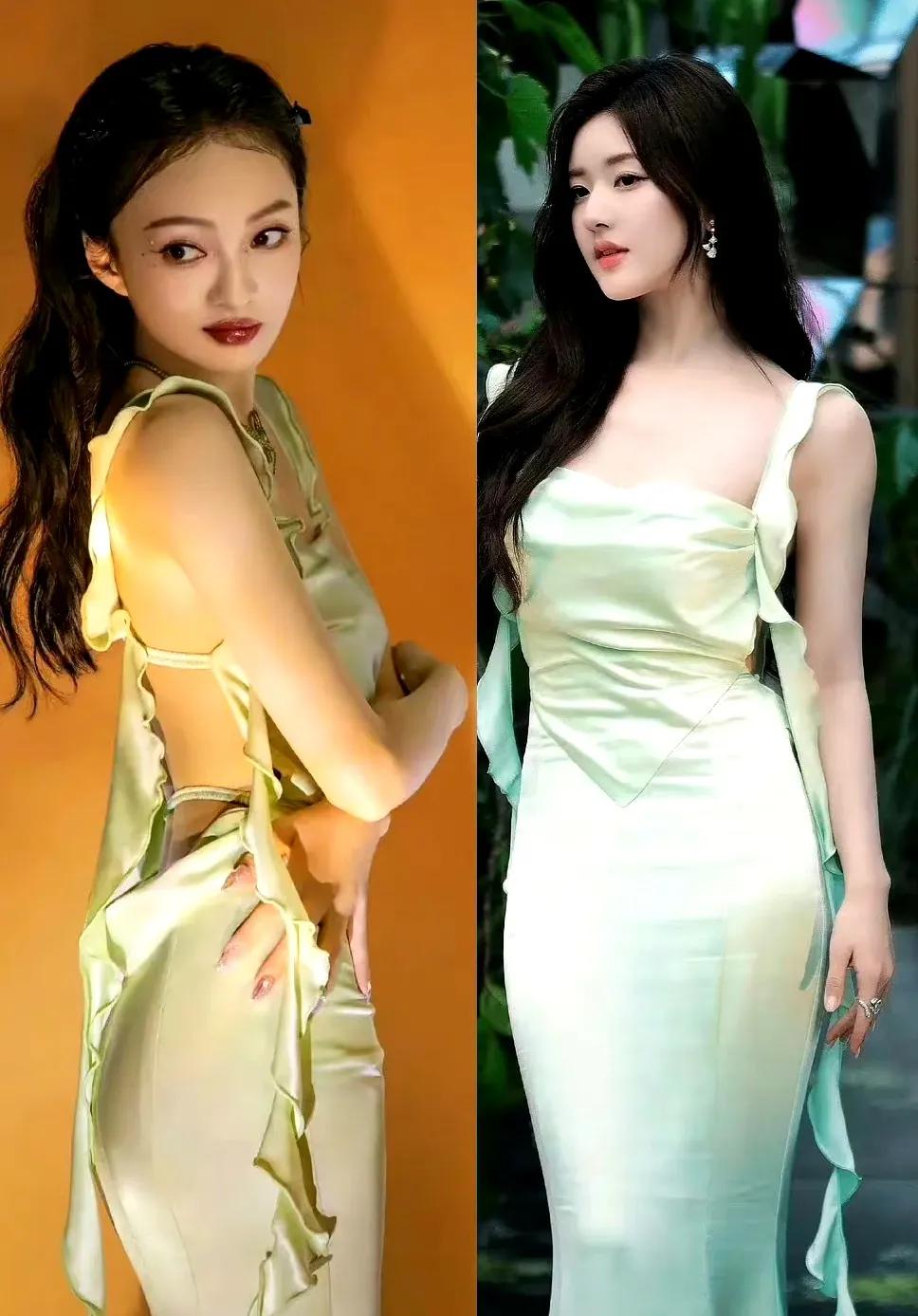 Zhao Lusi and Zhang Shaohan clashed shirts, one was a little skinny ...