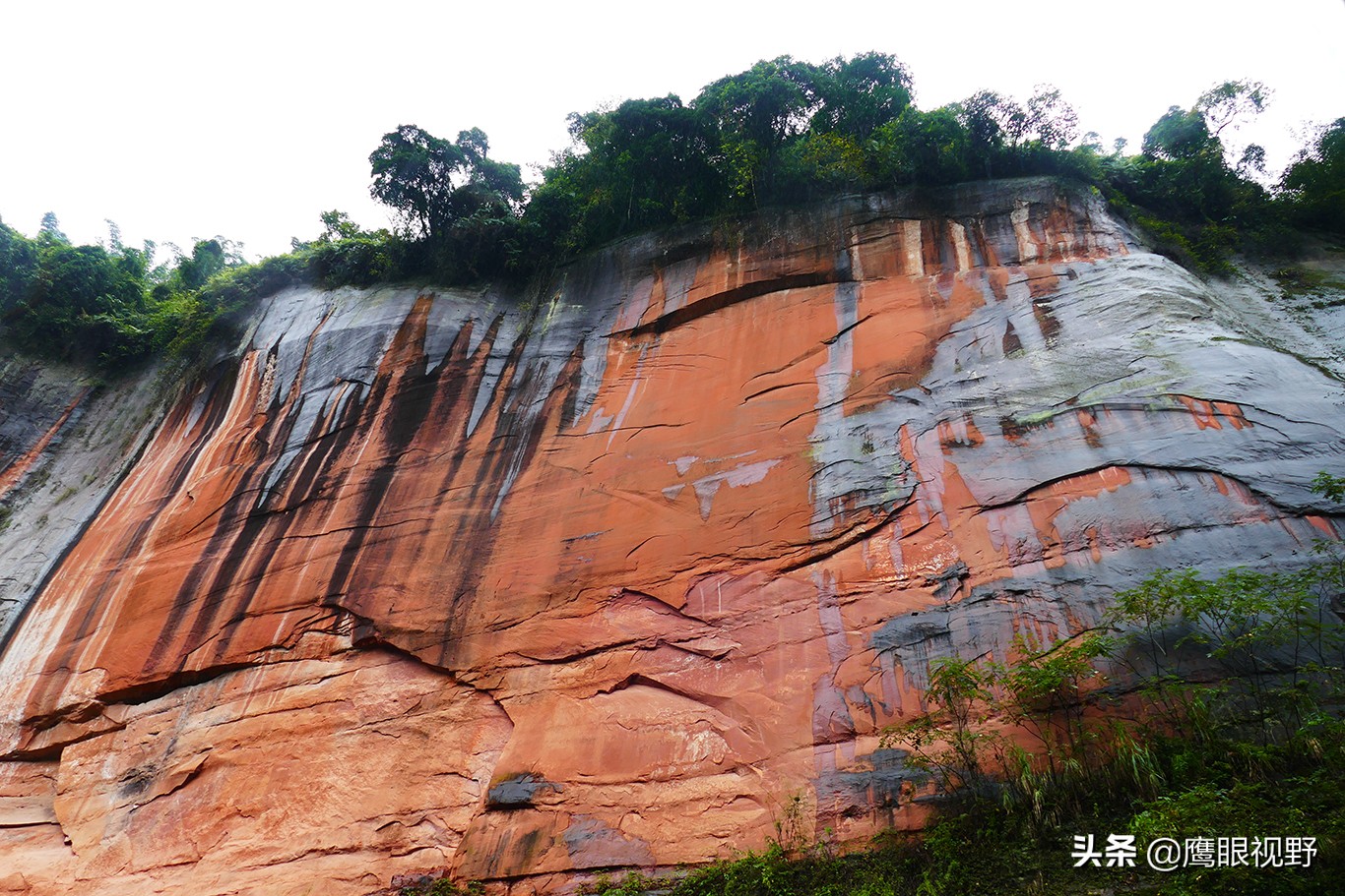 Close-up of layered colorful rock formations in Danxia Park
