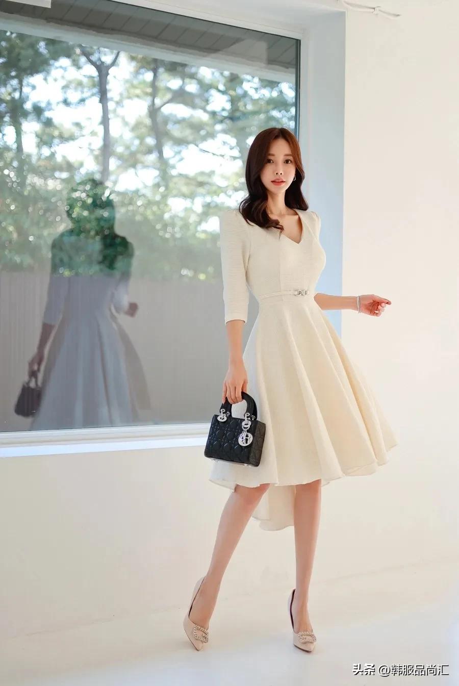 [Korean beauty model Sun Yunzhu] George Cream Flower Fen light chiffon ...