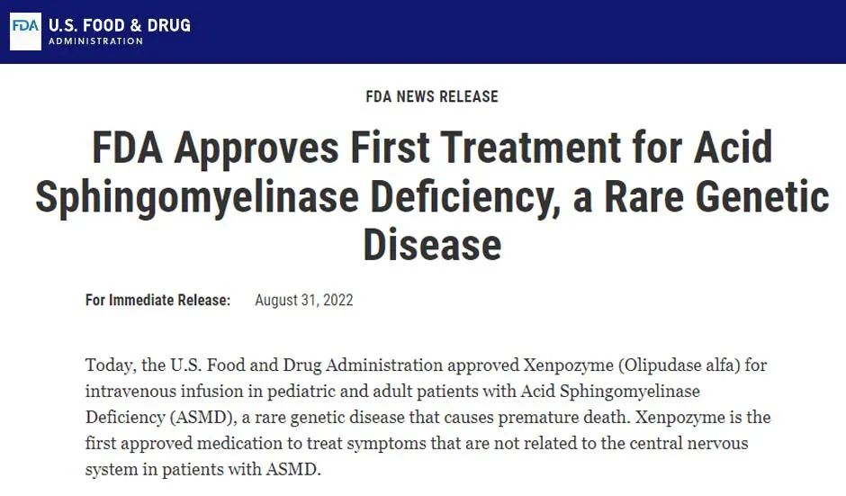 FDA Approves Xenpozyme To Treat Acid Sphingomyelinase Deficiency - INEWS