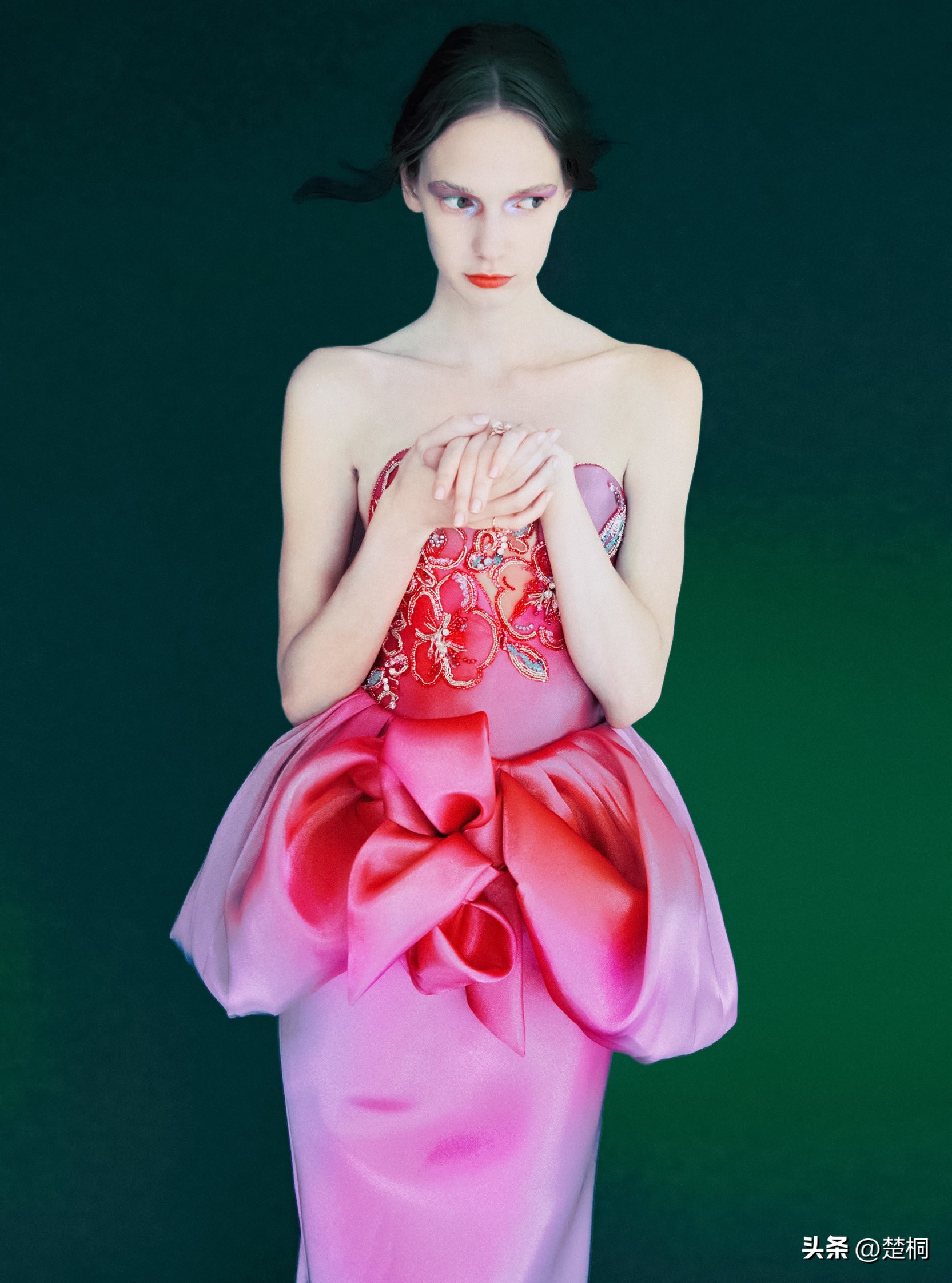 Latvian supermodel Eva Varamova in a flower petal dress fashion ...