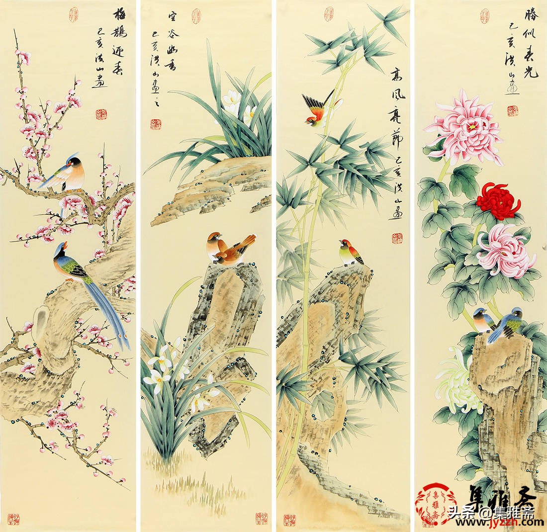 Zhang Hongshan's traditional Chinese painting of plum orchid, bamboo ...