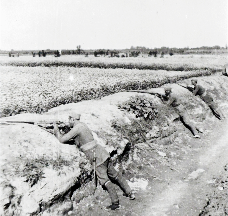 In 1945, the Japanese and puppet troops changed their defenses and fell