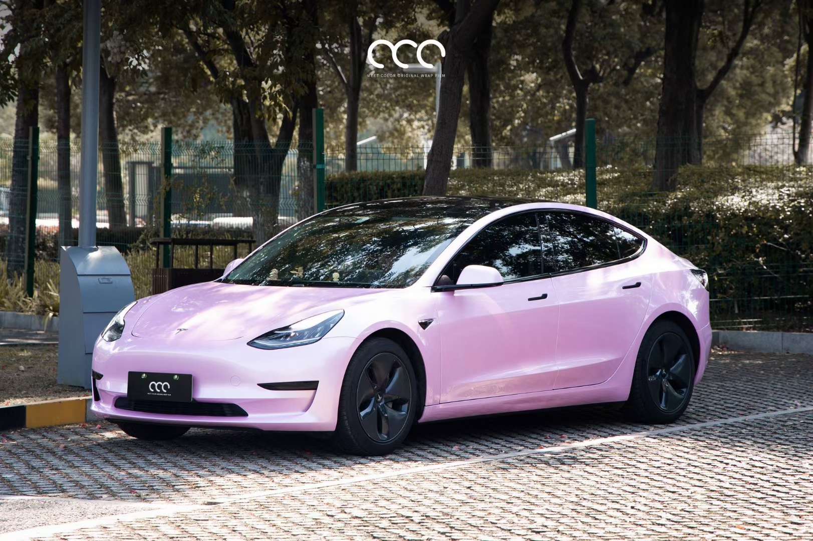 Tesla MODEL3 full car diffuse color change film macaron lilac - iNEWS