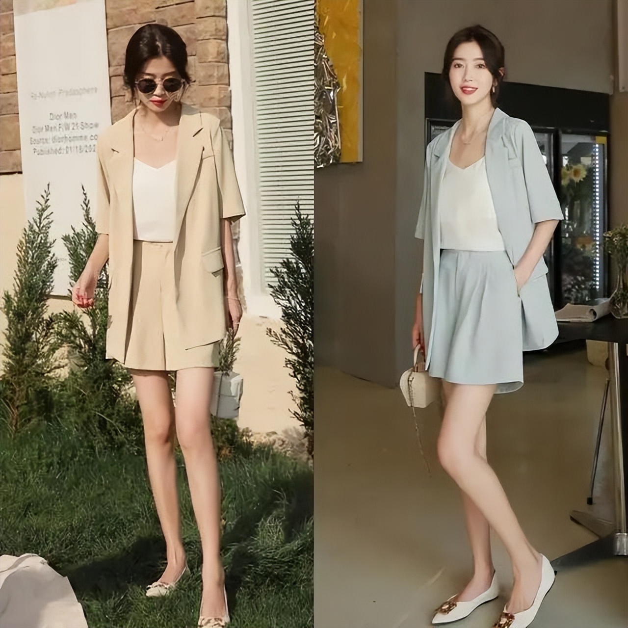 This summer, wearing shorts + shoes is the most fashionable way to look taller, thinner and