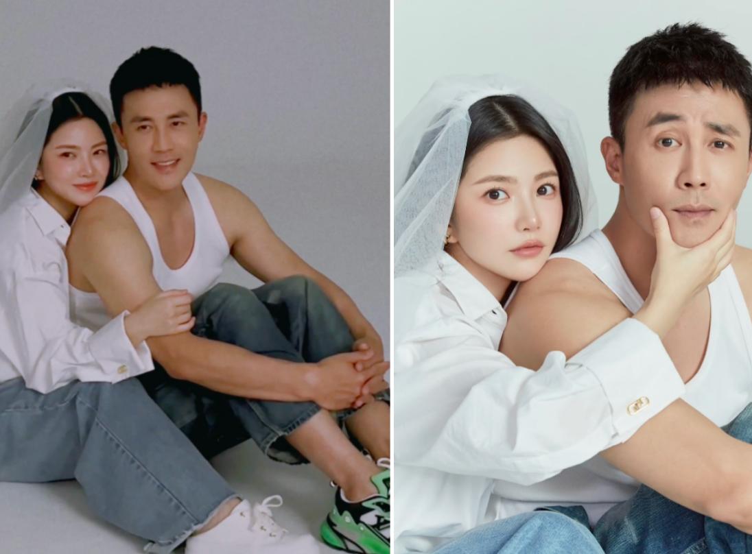 Du Chun's wife basks in the family portrait and shows her love!Leaning